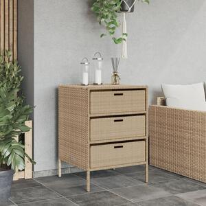 VidaXL bézs polyrattan kerti tárolószekrény 55 x 59 x 80 cm