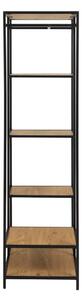 Seaford fekete ruhásszekrény tölgyfa dekorral, 77 x 165 cm - Actona