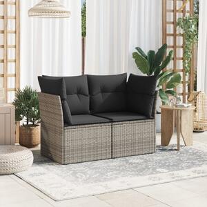 VidaXL 2 személyes szürke polyrattan kerti kanapé párnával