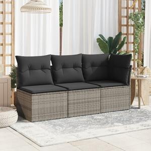 VidaXL szürke polyrattan karfa nélküli kerti kanapé párnával