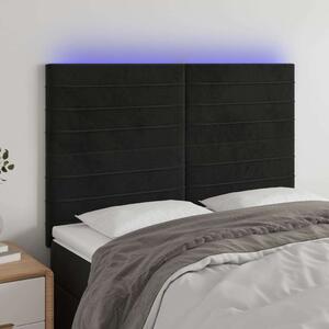 VidaXL fekete bársony LED-es fejtámla 144x5x118/128 cm