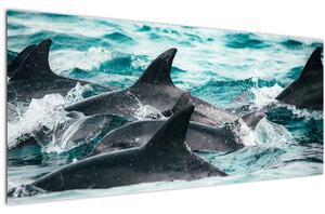 Kép - Delfinek az óceánban (120x50 cm)