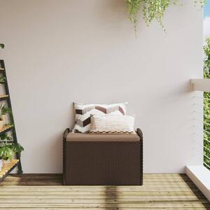 VidaXL barna polyrattan tárolópad párnával 80 x 51 x 52 cm