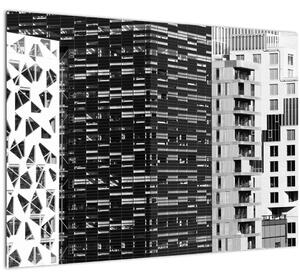 Fekete-fehér építészet képe (üvegen) (70x50 cm)