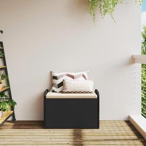 VidaXL fekete polyrattan tárolópad párnával 80 x 51 x 52 cm