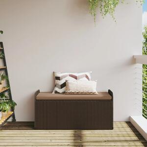VidaXL barna polyrattan tárolópad párnával 115 x 51 x 52 cm
