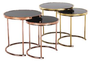 KONDELA 2 darabos dohányzóasztal készlet, rose gold króm rózsaszín/fekete, MORINO