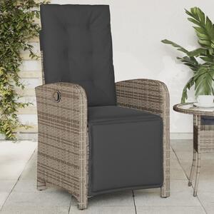 VidaXL 2 db szürke polyrattan dönthető kerti szék lábtartóval