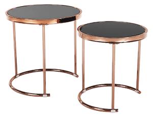 KONDELA 2 darabos dohányzóasztal készlet, rose gold króm rózsaszín/fekete, MORINO