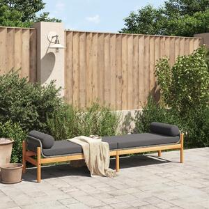 VidaXL polyrattan akácfa kerti pad szürke párnával