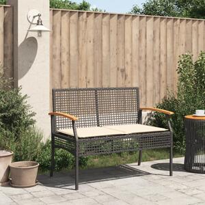 VidaXL fekete polyrattan és akácfa kerti pad párnával