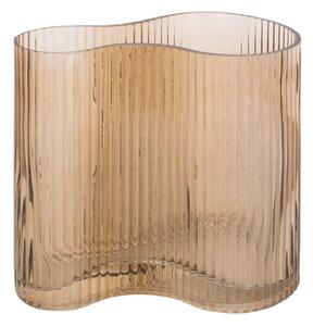 Wave világosbarna üveg váza, magasság 18 cm - PT LIVING