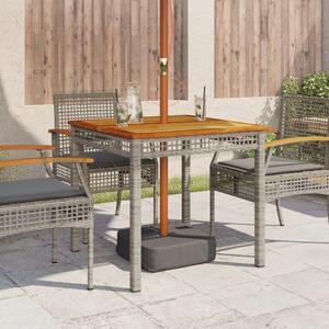 VidaXL szürke polyrattan és akácfa kerti asztal 80 x 80 x 74 cm