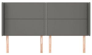 VidaXL szürke műbőr fejtámla szárnyakkal 203x16x118/128 cm