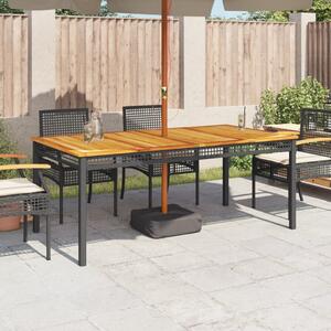 VidaXL fekete polyrattan és akácfa kerti asztal 180 x 90 x 75 cm