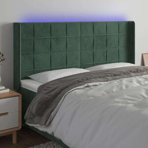 VidaXL sötétzöld bársony LED-es fejtámla 183x16x118/128 cm