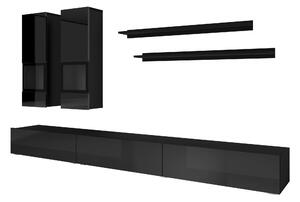 Nappali bútorsor Alease Typ 10 (fekete + fényes fekete). 1030545