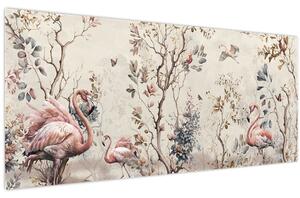 Kép - Rajz flamingókról (120x50 cm)
