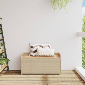VidaXL bézs polyrattan és akácfa tárolópad 100 x 50 x 52 cm