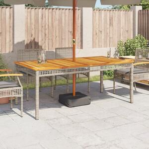 VidaXL szürke polyrattan és akácfa kerti asztal 180 x 90 x 75 cm