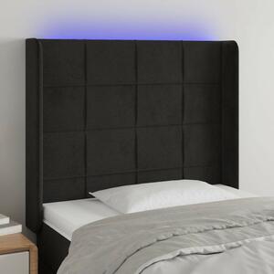 VidaXL Fekete Bársony LED Fejtámla - 83x16x118/128cm