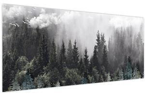 Kép - Erdő illusztrált elemekkel (120x50 cm)