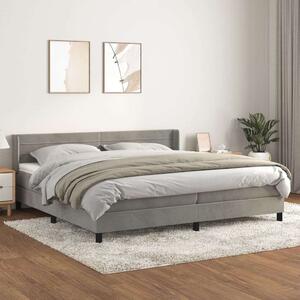 VidaXL világosszürke bársony rugós ágy matraccal 200x200 cm