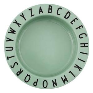 Eat & Learn zöld gyerek mélytányér, ø 15,5 cm - Design Letters