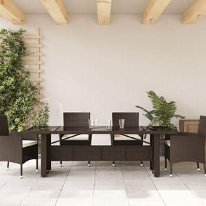 VidaXL barna polyrattan üveglapos kerti asztal 240 x 90 x 75 cm