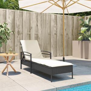 VidaXL fekete polyrattan napozóágy párnával 63x200x81 cm