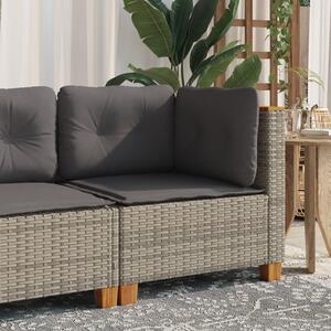 VidaXL szürke polyrattan kerti sarokkanapé párnával