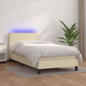 VidaXL krémszínű műbőr rugós ágy matraccal és LED-del 100x200 cm