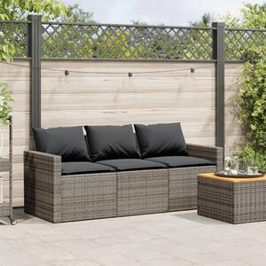 VidaXL 3 személyes szürke polyrattan kerti kanapé párnával