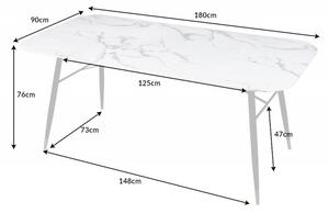 Étkezőasztal Laney 180 cm márvány kinézet / fehér