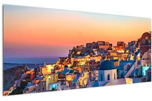 Kép - Santorini alkonyatkor (120x50 cm)