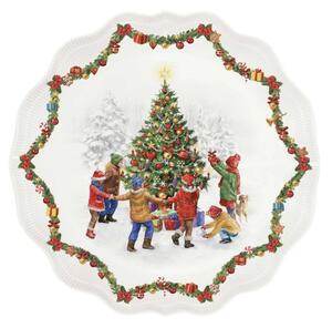 Karácsonyi porcelán tálca - 32cm - Christmas Round Dance