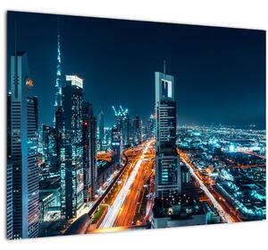 Kép - Dubai éjszaka (üvegen) (70x50 cm)