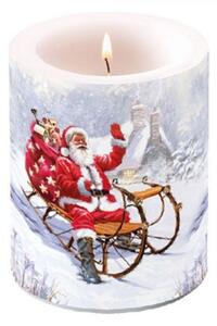 Karácsonyi Átvilágítós Gyertya - Santa On Sledge - 12x10 cm