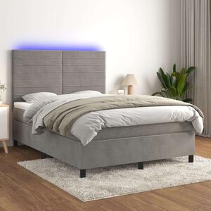VidaXL Bársony Ágy Matraccal - 140x190 cm - LED Világítással
