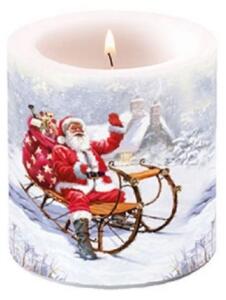 Karácsonyi Átvilágítós Gyertya - Santa on Sledge - 8x7,5cm