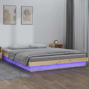 VidaXL kis kétszemélyes tömör fa LED-es ágykeret 120 x 190 cm