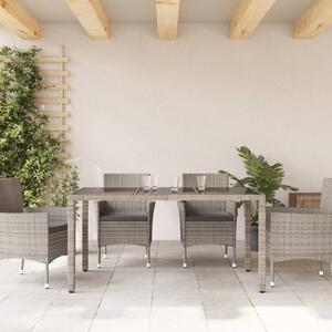VidaXL szürke polyrattan üveglapos kerti asztal 150 x 90 x 75 cm