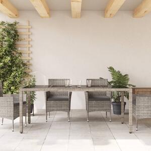 VidaXL szürke polyrattan üveglapos kerti asztal 190 x 90 x 75 cm
