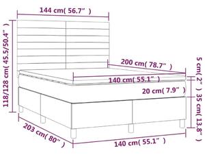 VidaXL rózsaszín bársony rugós és LED-es ágy matraccal 140x200 cm