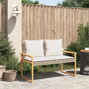 VidaXL vegyes bézs polyrattan és akácfa kerti pad párnával