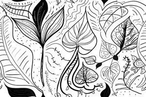 Öntapadó tapéta mágikus levelek fekete fehérben