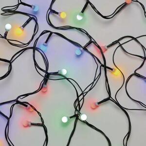 Karácsonyi kültéri/beltéri mini gömb fényfüzér, időzítővel, 20 m, színes, 200 LED, adapterrel