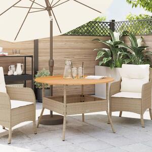 VidaXL bézs polyrattan kerti asztal akácfa lappal Ø110 x 71 cm