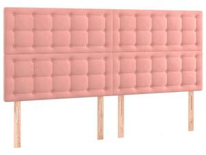 VidaXL rózsaszín bársony LED-es fejtámla 160x5x118/128 cm