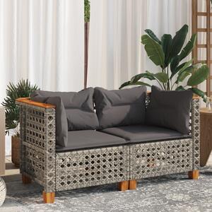 VidaXL 2 db szürke polyrattan kerti sarokkanapé párnával